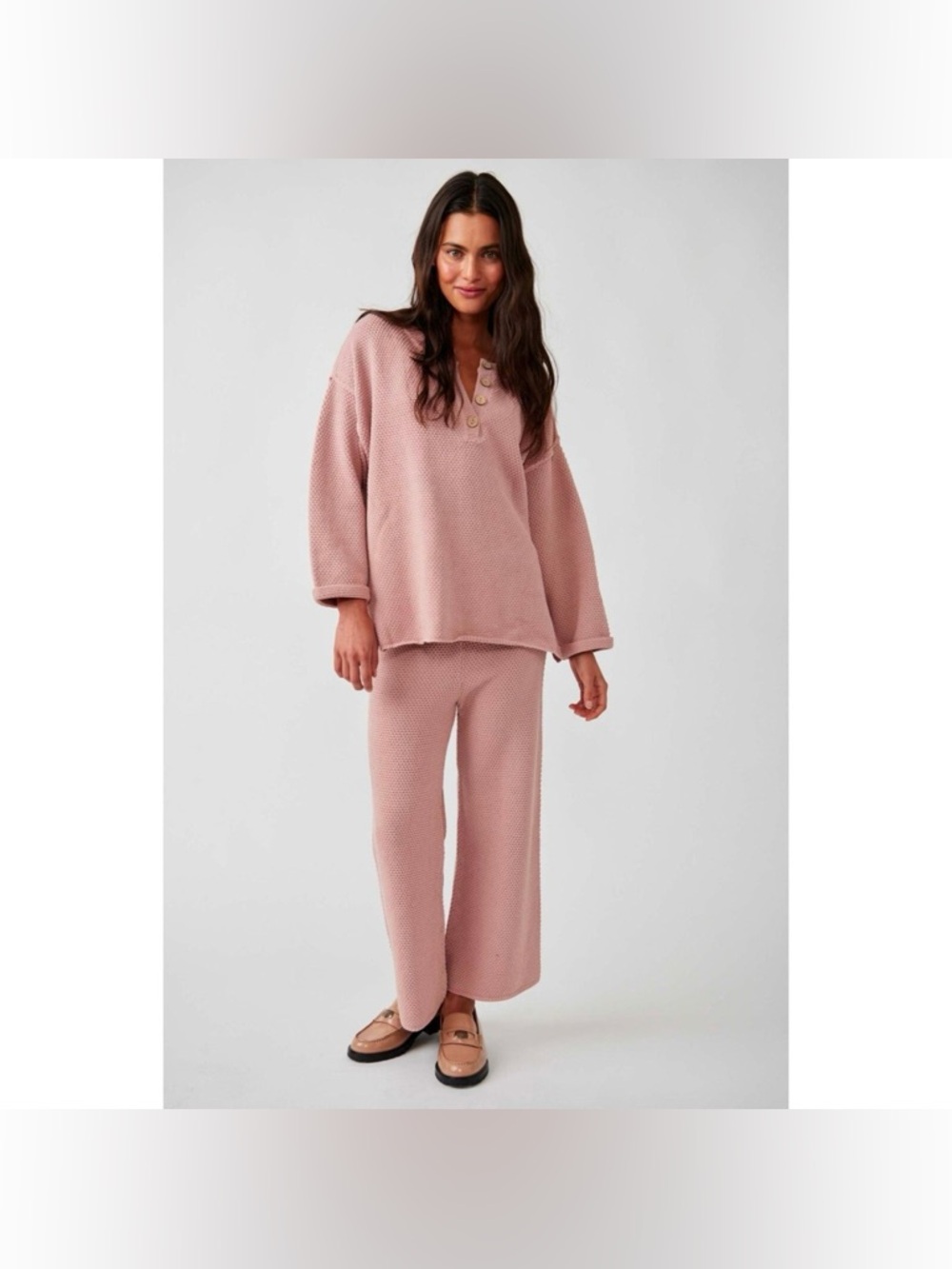 Free People Hailee Sweater & Pant Set in Dusty Himalayan Pink